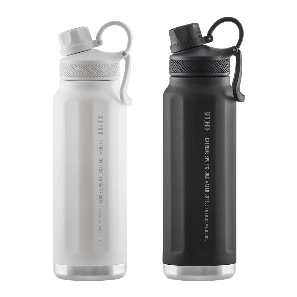 

304 stainless steel high-capacity thermos bottle outdoor travel cold drink straight drink pot 950ml, Black ,white