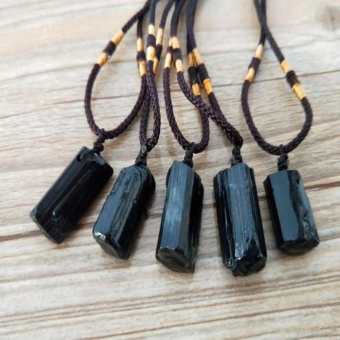 

Raw Natural Black Tourmaline Stone Gemstone Pendant Necklace Gems Mineral Specimens