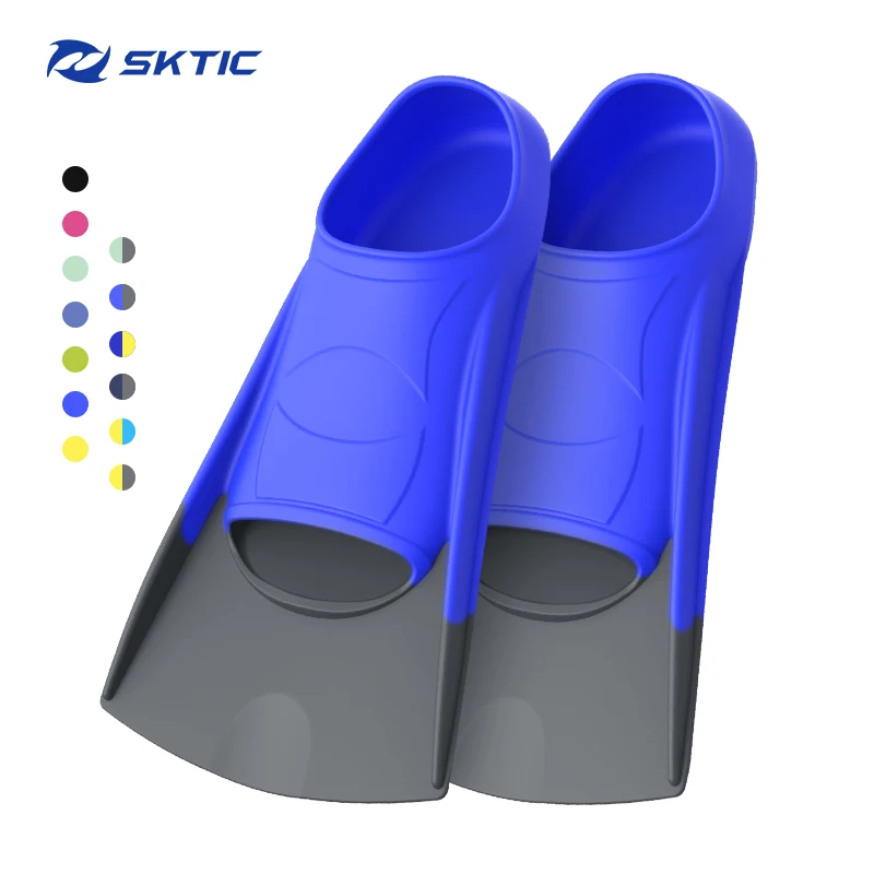 

SKTIC Wholesale Portable Comfortable OEM Scuba Fins Diving short Fins for Kids and Adults, Navyblue gray