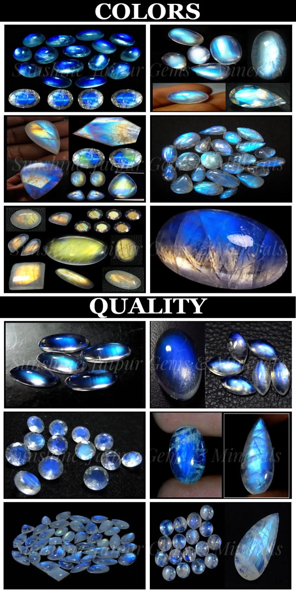 " 12x16mm Oval Natural Rainbow Moonstone " Wholesale Factory Price High Quality Loose Gemstone