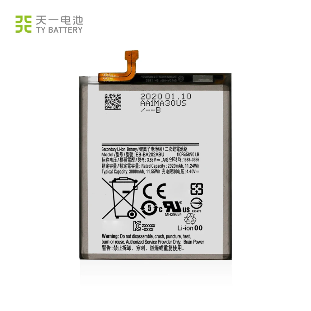 

New rechargeable batteries for Samsung EB-BA202ABU original A20 A202 A20S A20E 3000mAh