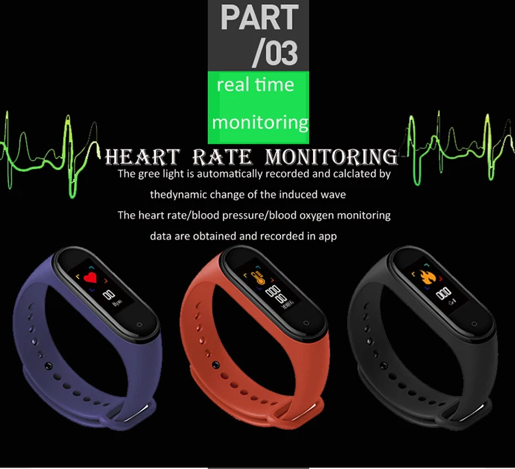 Smart Watch With Heart Rate And Blood Pressure Wrist Band Smart Band M4