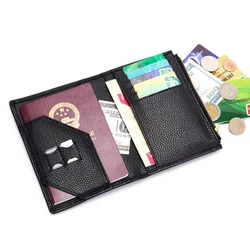 Multi-function and Portable Genuine Leather Travel Passport Holder Wallet with Card Set