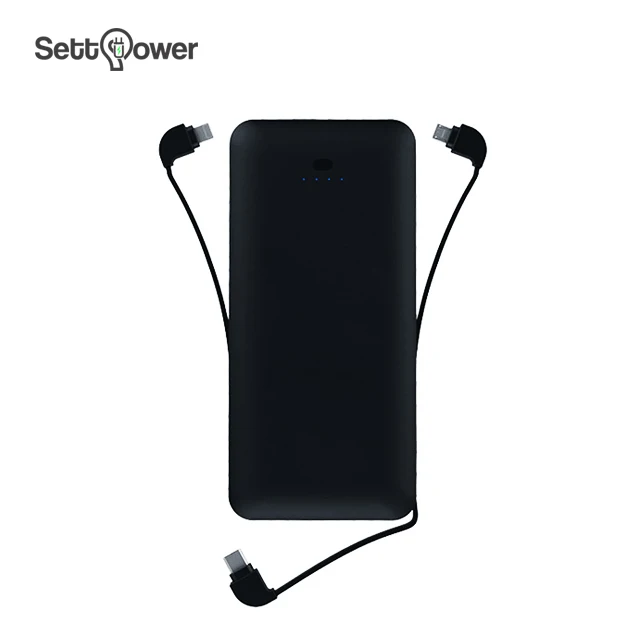 

2021 products power banks 10000mAh wall plug-in and all in one cables Settpower RSQ3-A, Black,white