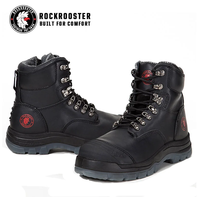 

Rockrooster AK Series Men's Work Boots Zip Sided Boots With Steel Toecap Rockrooster Safety Shoes with S3, Black