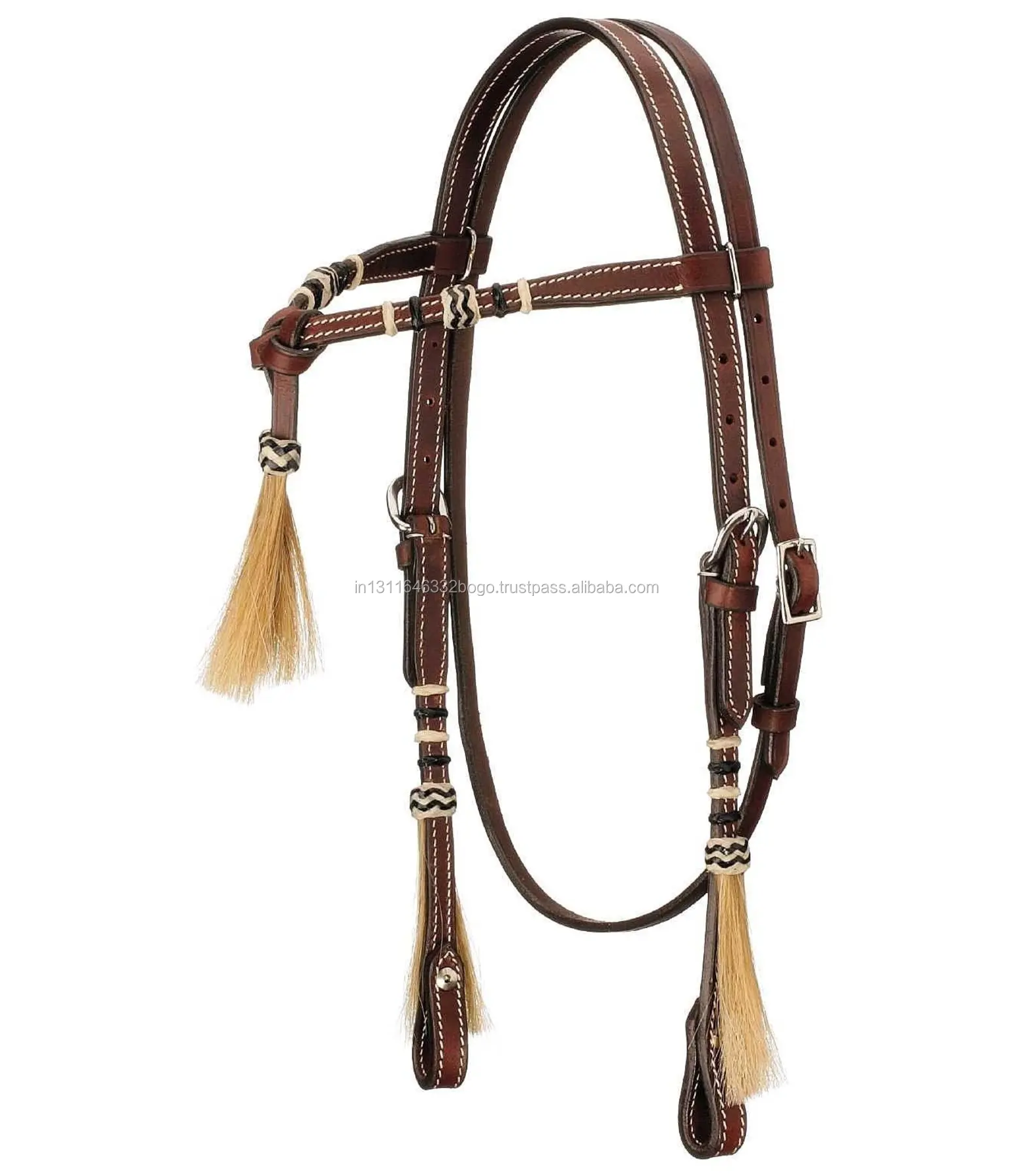 Knotted Western Headstall Bridle Rawhide Knotted Cheek Pieces