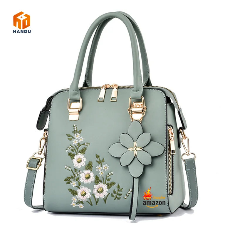 

NEW Wholesale Fashion Trends Woman Embroidery Messenger Bags pu leather lady handbag