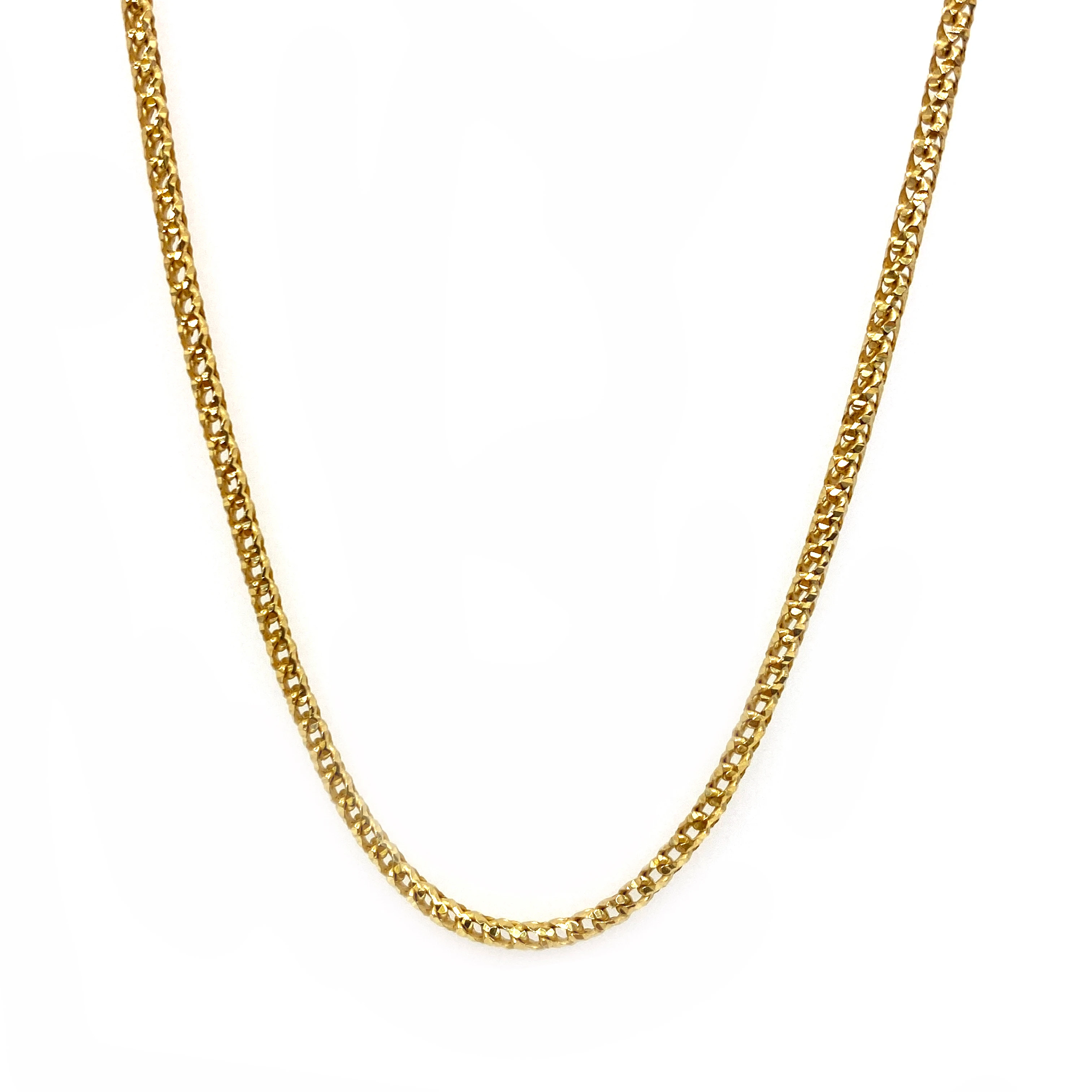 

Sterling Silver Franco Necklace Diamond Cut 16"+2" Gold Plated Basic Chain