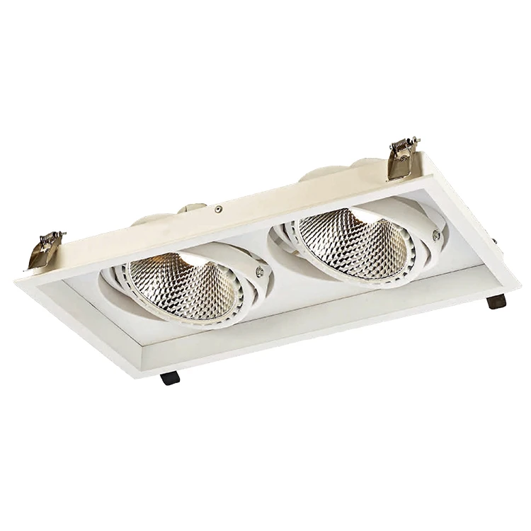 IP20 aluminum white rectangle double spot 2 head cob adjustable commercial 2x13w recessed ceiling led downlight