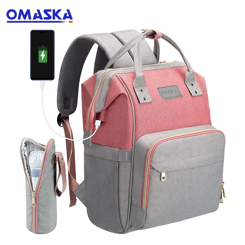 

OMASKA wholesale custom large-capacity multiple pockets waterproof travel fashion cute mommy diaper nappy backpack bag, Customized colors