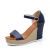 2019 Autumn D'Orsay Pumps Women Sexy Leather Wedge Heel Sandals Open Toe Ankle Strap Pump Shoes Leather Cover Heel Wedge Sandals