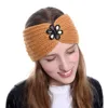 Women Winter Knit Headband Ear Warmers Women Crochet Rhinestone Flower Turban Headband Chunky Knit Crystal Studded Hairband