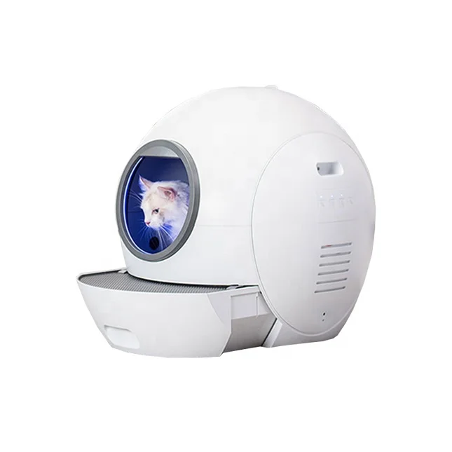 

Fully enclosed extra large automatic cat litter box self-cleaning automatic cat litter toilet box with UV light, White