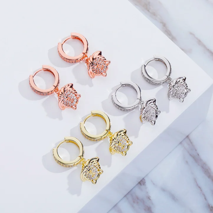 

jialin jewelry 2020ins Hot Sale iced out Hip Hop women jewelry mermaid earrings