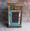 Reproduction Vintage Rustic Recycle Wood Carving Work 1 Drawer One Door Reclaimed Furniture ND Art Export Bedside