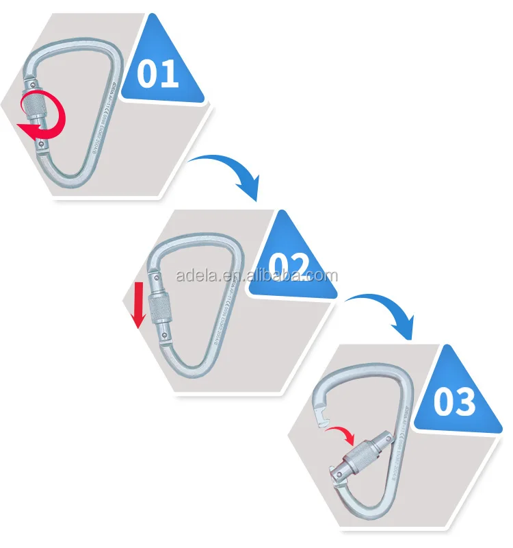CE Certified Screw Lock 35kN Steel Carabiner