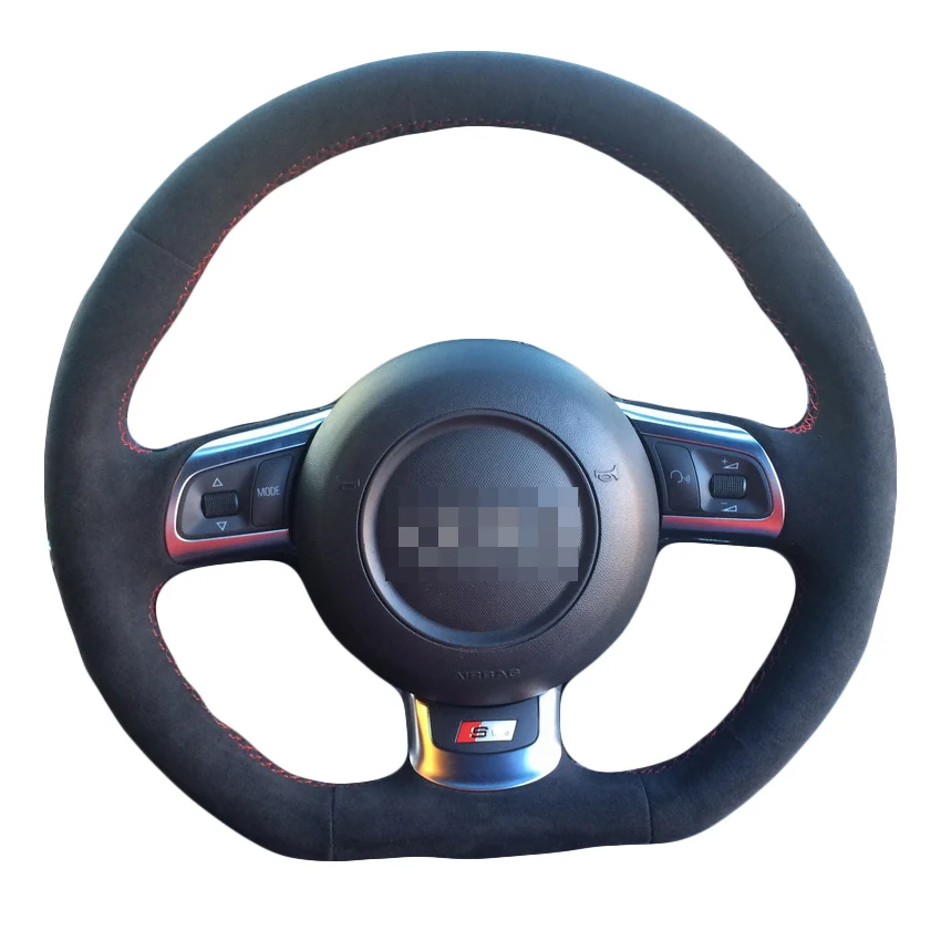 

Hand Stitching Black Suede Steering Wheel Cover for Audi A3 8P S3 R8 GT TT TTS TT RS Spyder 2008 2009 2010 2011 2012 2013 2015