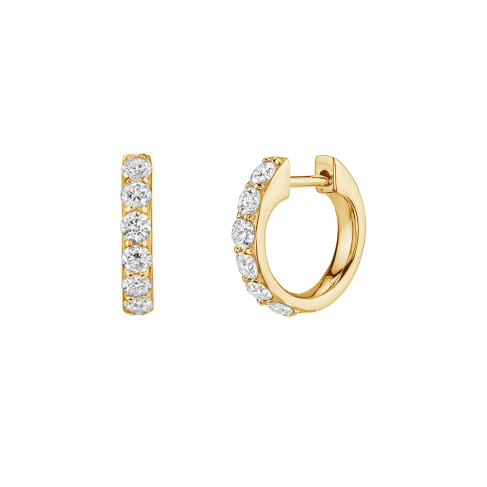 

Fashion Earrings Jewelry 925 Sterling Silver Pave 18k Gold Plated Huggie Hoop Earrings With Cubic Zircon