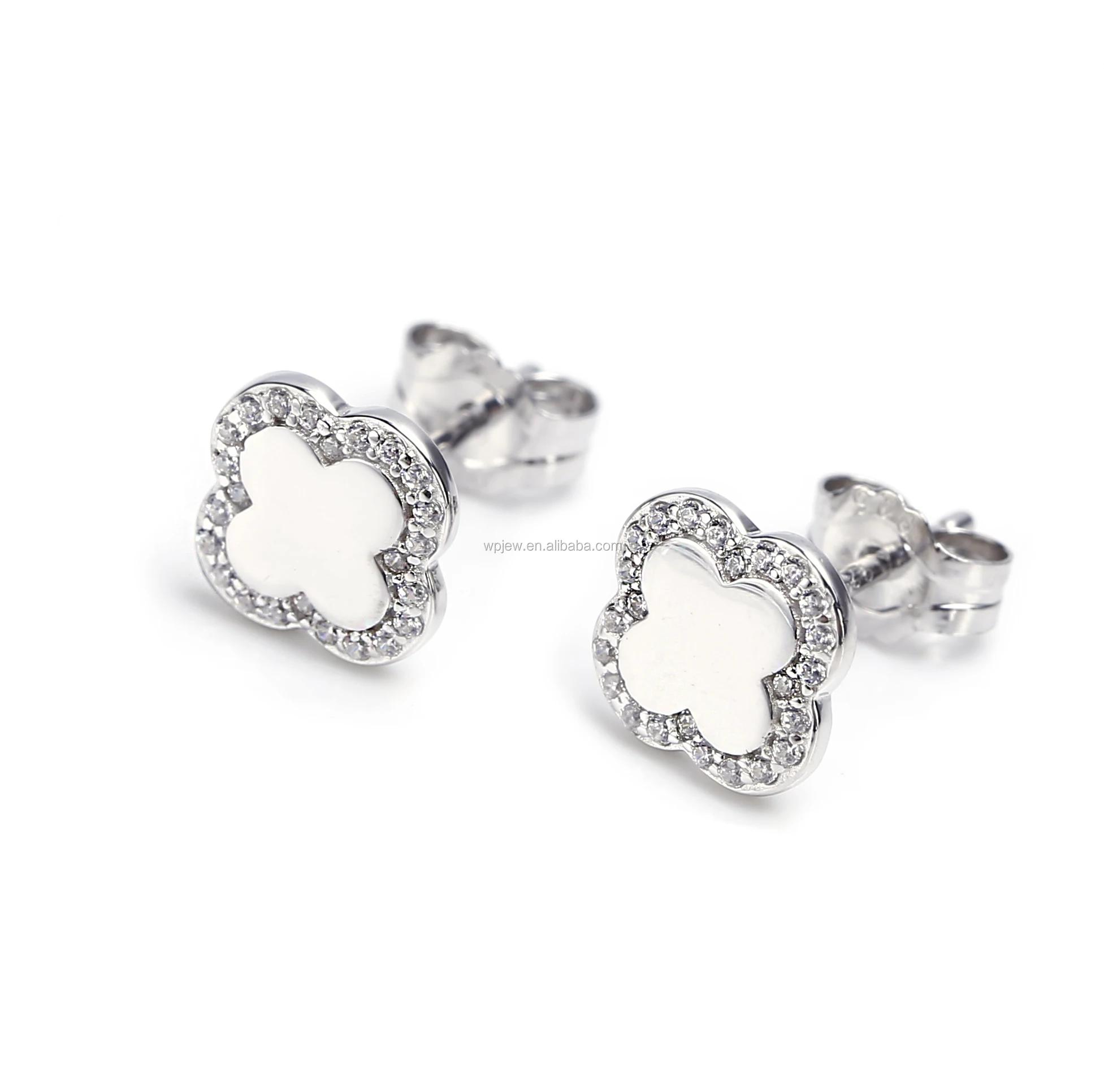 JewelryVolt 925 Sterling Silver CZ Earrings Leaf Clear CZ Accent Fishhook Dangling Earrings 