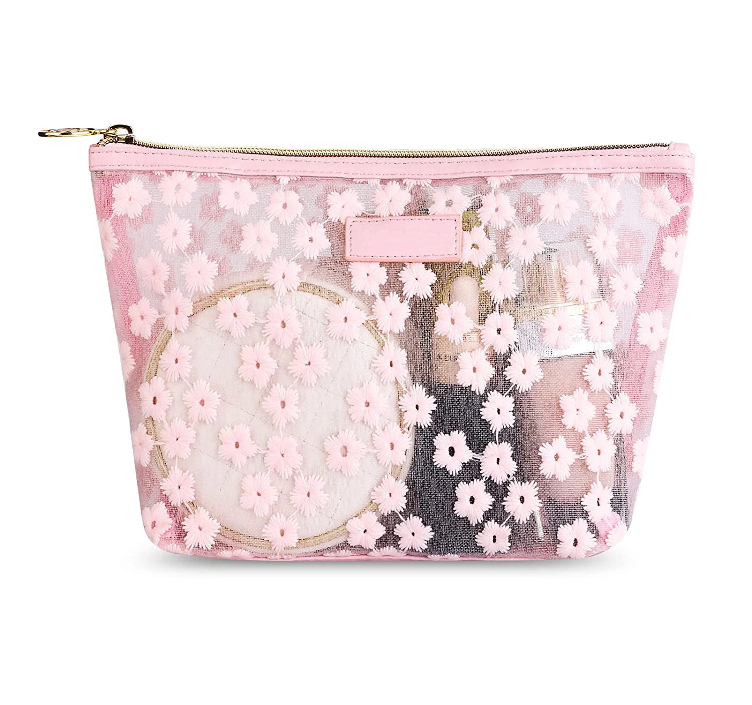Transparent Makeup Bag,Pink Cute Cosmetic Bags Pouch For Purse,Small