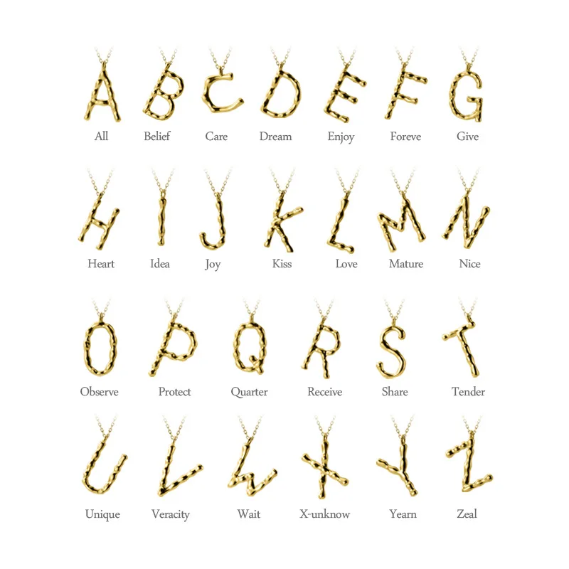 

N3189 Christian Fashion Temperament 26 Letters Pendant Female Japanese Irregular Sterling Silver 925 Necklace