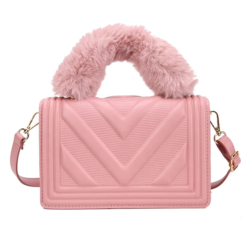 

New design 2021 bags women stylish women bags handbag with fluff