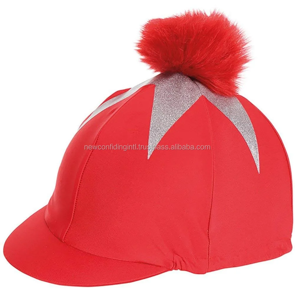 Hat Cover Dazzling Equines Horse Rider Wear Helmet Cover Pom Pom High