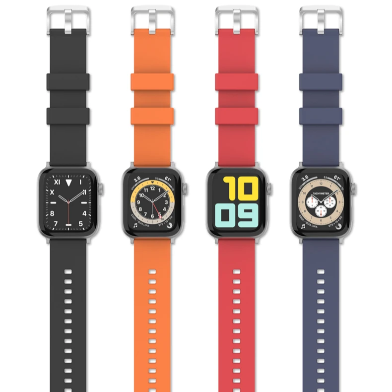 

screen protector For i Watch Series 6/5/4 Wristband 38mm 42mm Rubber Silicone Bracelet Sport Watch Strap Band For Apple Watch, Black