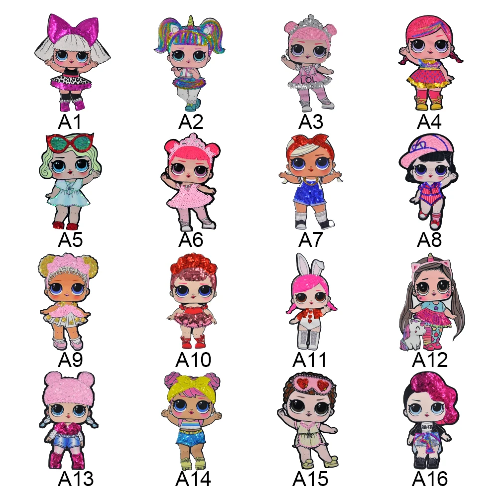 

Recent Popular Patch Big Eye Patch Cartoon Figure Sequin Little Girl Doll Embroidered Patch For T-shirt