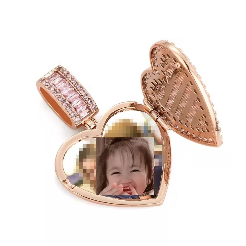 

Micro pave CZ custom made photo necklace pendant necklace hip hop jewelry