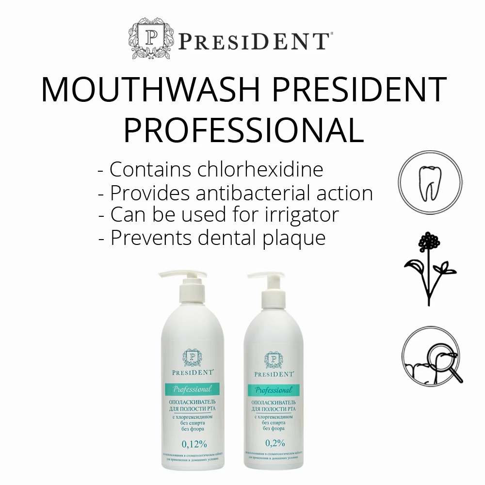 
Mouthwash PRESIDENT Professional with chlorhexidine 0,12% 500 ml pharma distributor required 
