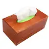 Wooden Bamboo Rectangular Tissue Box Cover, Pull Holder Dispenser, Decorative Organizer for Bathroom, Office Desk & Car