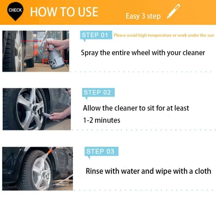 
Instant effective Wheel Rim Cleaner Iron Remover For Car care product Made in Taiwan Color Changing Formula 
