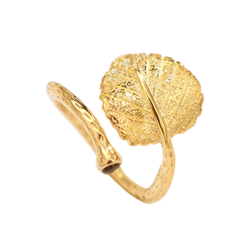 

Fukarni 2.56 Gram Exquisite Gold Plated Leaf Ring High-end Noble 925 Sterling Silver Small Gemstone Twist Leaves Rings KR361