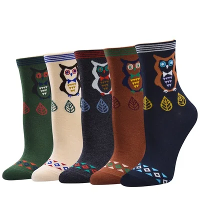 

New winter owl pattern in the tube cotton all cotton women socks creative socks, Custom color