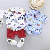 

Boys 1 -4 years old dinosaur pattern short-sleeved shirt suit casual boys clothes toddler boys clothing baby shirt and pants