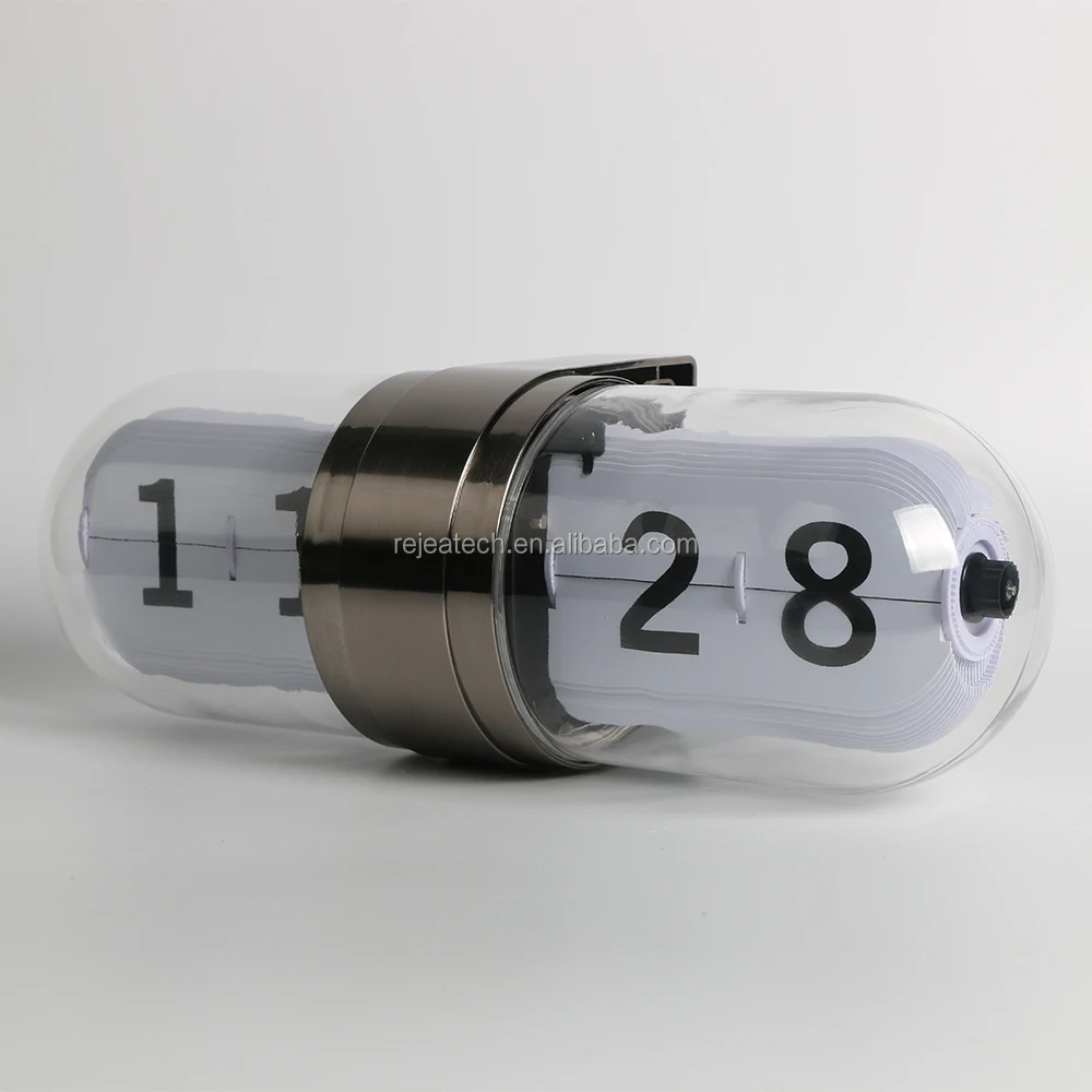 
Hot Amazon Premium Glass Flip Clock Creative Home Office Desktop Decor Items Flip Over Number Page Turning Capsule Clock 