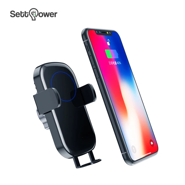 

New Hot Selling Smart Car Wireless Charger Fast Wireless Charging Adjustable Gravity Vents Settpower RSN12