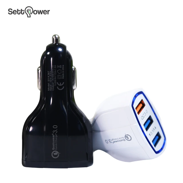 

Fast mobile phone charging adapter 3-port USB car charger Settpowe