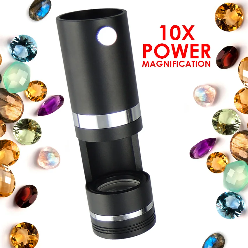 New Handheld Dark Field 10x Magnification Power Loupe Gem Gemstone