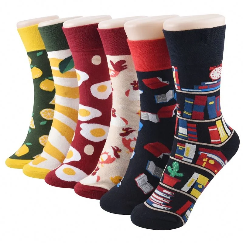 

Factory price cotton book printing diverse series crew socks cotton crew socks