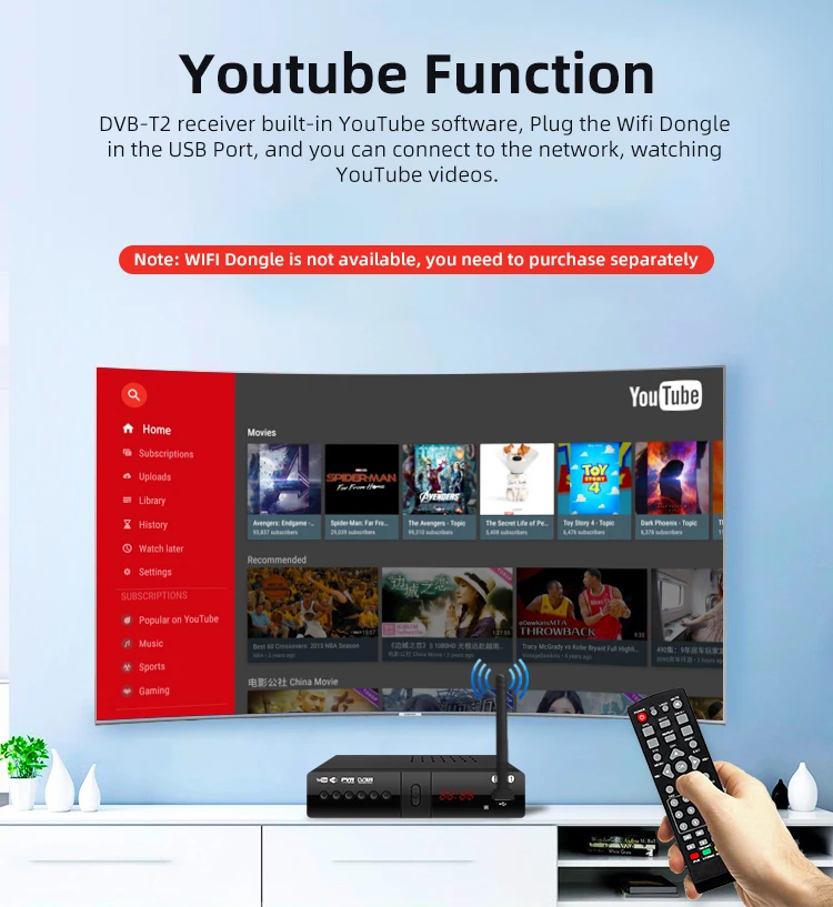 Junuo Factory Dvbt2 Tdt Decoder Decodificador Tv Digital Tuners Free