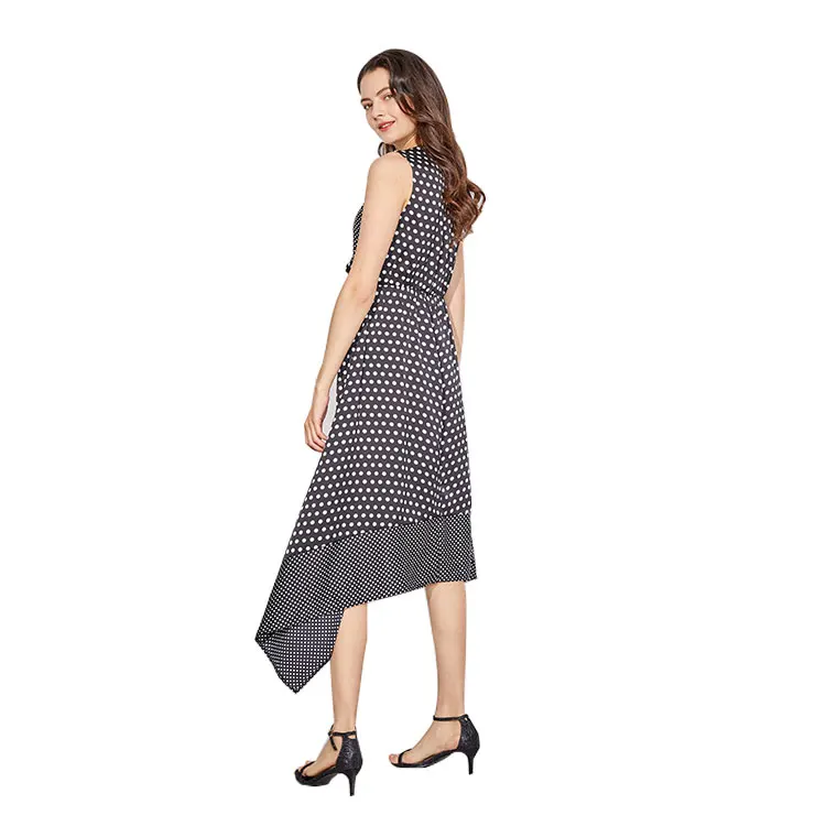 
2020 Designer High Quality Casual Dress V Neck Sleeveless Long Black Dress Bulk 