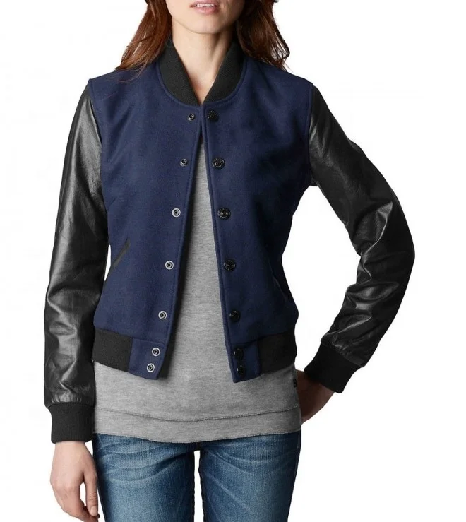 Royal blue Varsity Letterman Wool Body And Gray Real Leather Sleeves Jacket