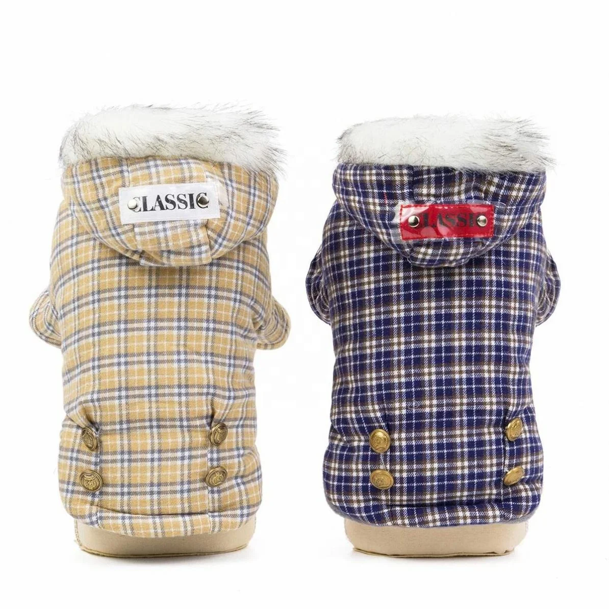 

Autumn Winter Pet Clothes Classical Warm Plaid Dog Coat, Picture