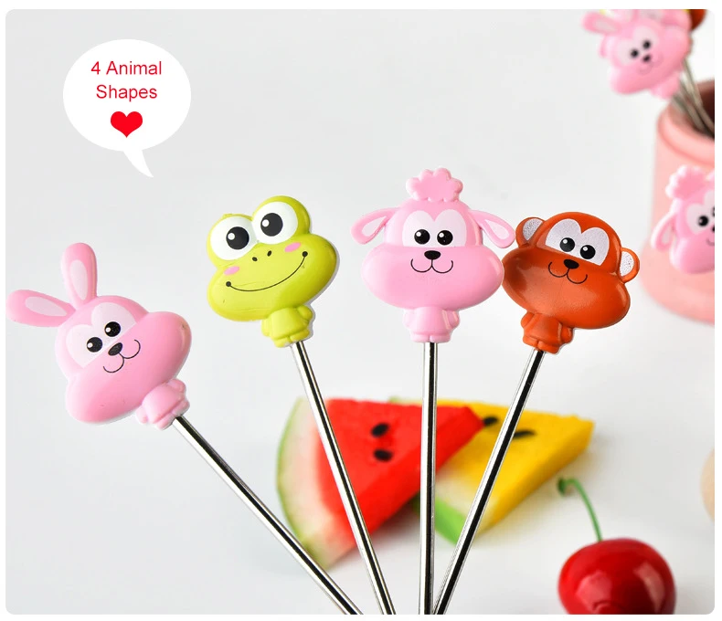 Household animal cartoon baby fruit skewer set 304 stainless ste cute children fruit forks creative little fork