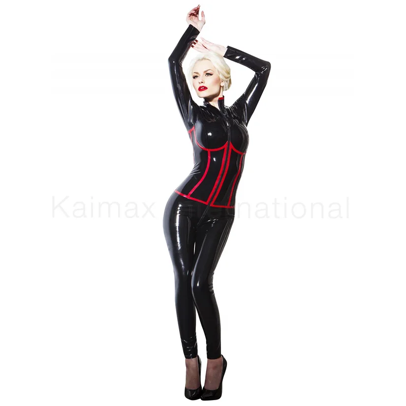 
Hot Sexy Women Full Sleeve black fetish BDSM Latex Catsuit Costume Bodysuit Playsuit 