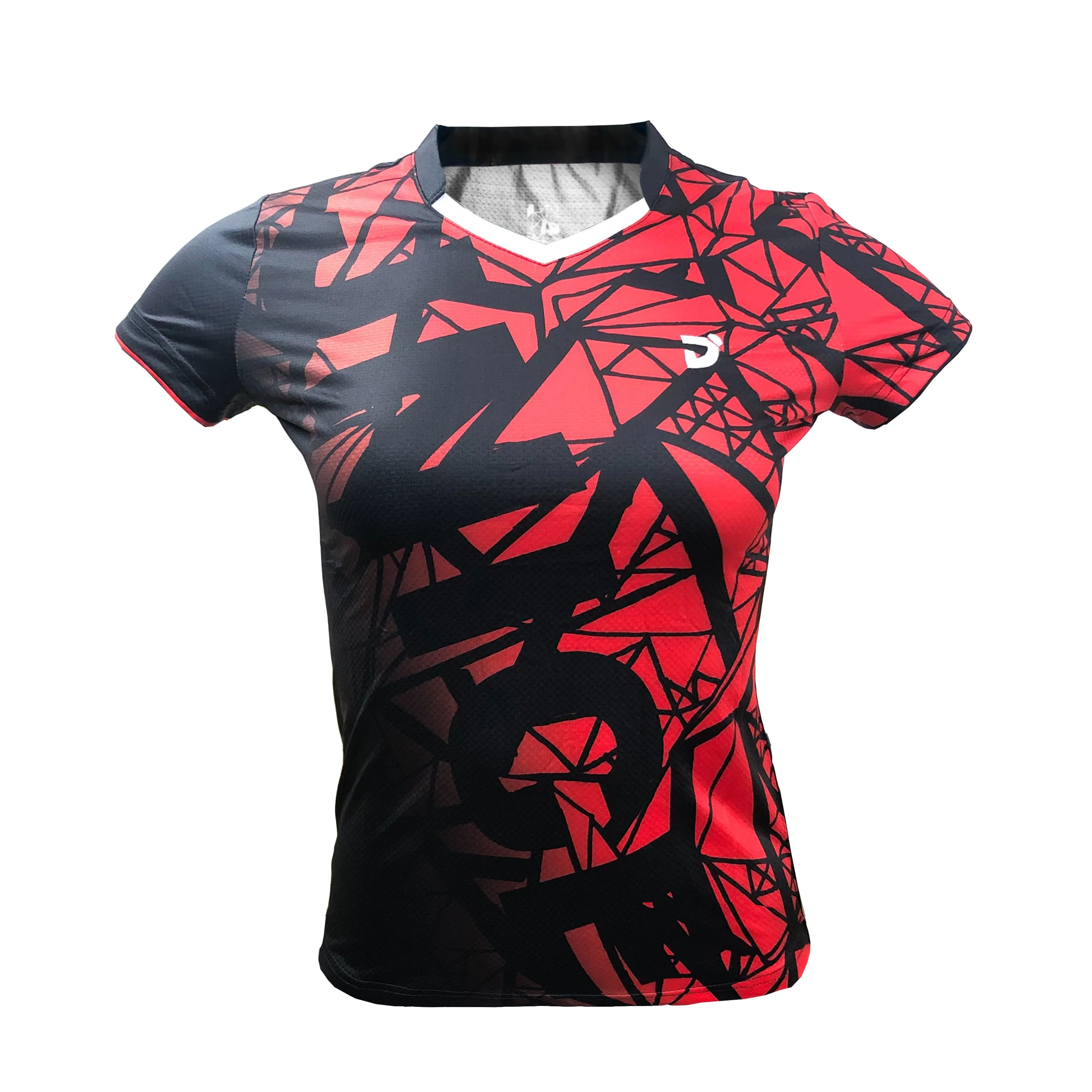 

red diamond badminton polo shirt for women, Black and red