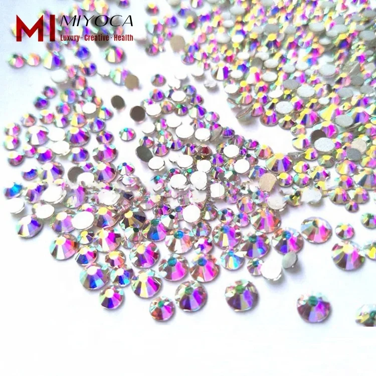 

MIYOCA 1440 Pieces SS3-SS50 Clear Crystal Flat Back Brilliant Round Rhinestones Glass Stones Glitter Transparent Faux Diamond