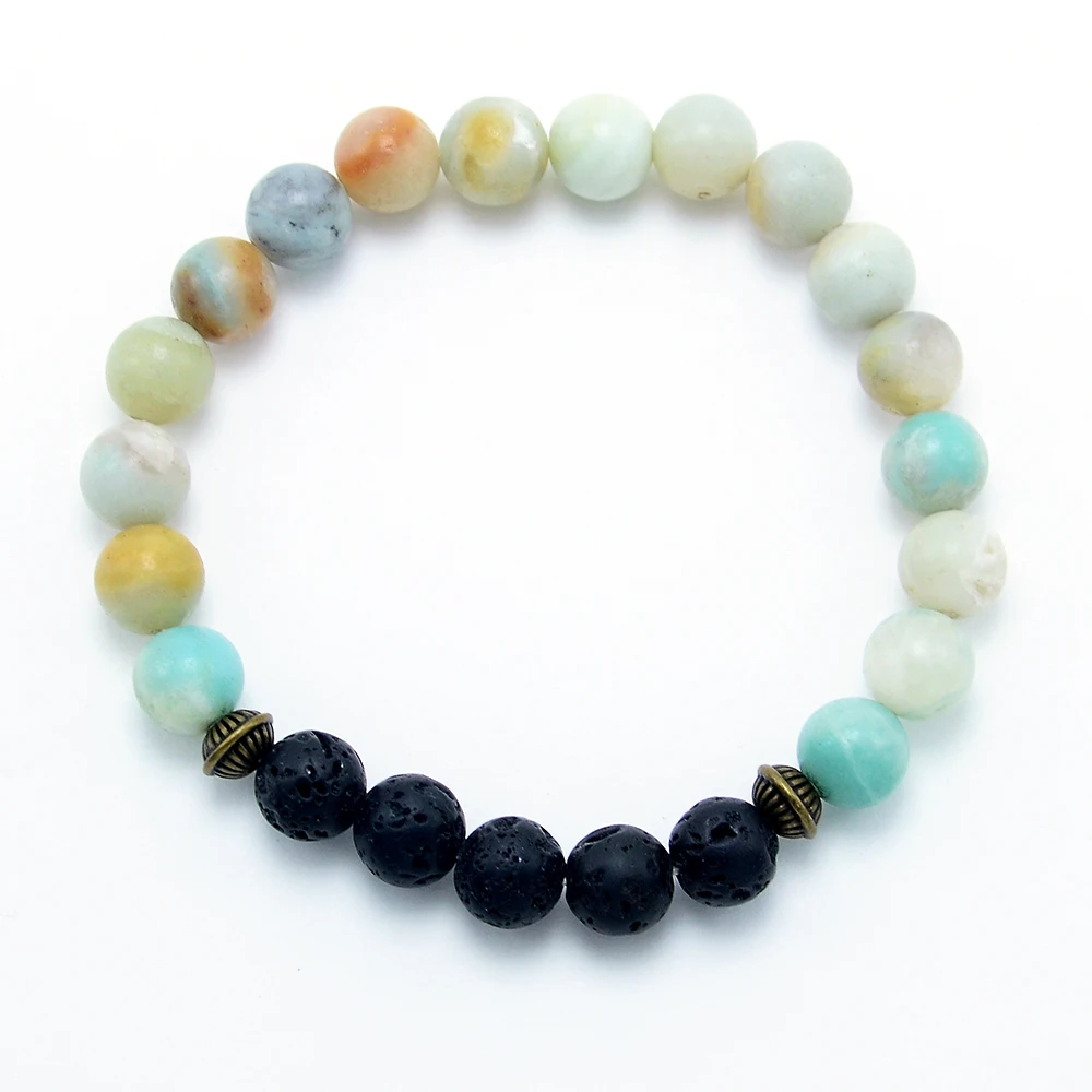 

Bestone Natural Stone Beads Essential Oil Diffuser 8mm Lava Rock Beaded Couple Bracelet